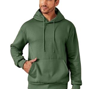 Nueva llegada de los hombres 100% algodón pulóver sudaderas con capucha Color sólido personalizable tamaño y logotipo OEM servicio básico algodón mezclado sudaderas con capucha - Product Image 3