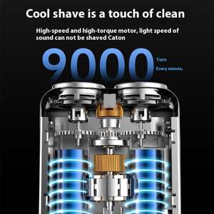 Afeitadora Eléctrica Rotativa Portátil para Hombre, IPX7 Impermeable, Inalámbrica, para Uso en Seco/Húmedo, Recortadora de Barba con Doble Cuchilla, USB, Recargable - Product Image 4