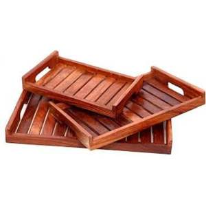 Bandeja de servicio hexagonal de madera Natural hecha a mano de calidad Superior tamaño personalizado para servir comida de café y regalos - Product Image 6