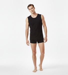 Urban Nightwear <b>Black</b> Cotton <b>Vest</b> for <b>Men</b> Sleeveless Soft Airy Stretch Fabric Styled for Everyday Casual Comfort - Product Image 3