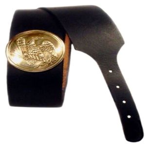 Ceinture américaine en cuir noir écologique respirante, style vintage décontracté, avec boucle ovale en métal, pour reconstitution historique et costumes. - Product Image 1