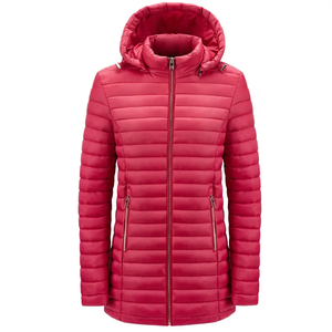 2023 nueva llegada de alta calidad chaquetas acolchadas para mujer piel de oveja logotipo personalizado cremallera frontal con capucha de punto acolchado - Product Image 3