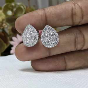 Pendientes de Diamantes Cultivados en Laboratorio de Corte Redondo de 2 Quilates, Pendientes de Oro Blanco Sólido de 14 Quilates, Regalo de Año Nuevo para Mujer - Product Image 4
