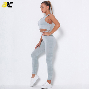 Conjunto de Yoga sin costuras de punto para mujer, nuevo diseño, chaleco deportivo, pantalón, ropa - Product Image 2