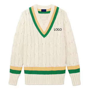 Pull de couleur crème à col en V B2B avec pull cardigan en tricot brodé et couleurs personnalisé pour pull d'université de fraternité de sororité - Product Image 4