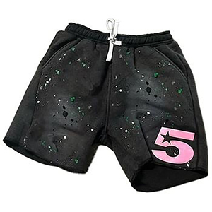 Shorts en coton noir délavé pour homme, numéro 07, streetwear, taille élastique, cordon de serrage, coupe ample, décontracté, uni, coupe décontractée, été - Product Image 6