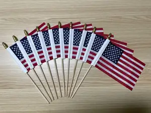 USA Flags Hand Held Flag With 25cm Wooden Flag Pole