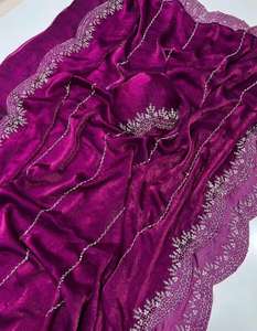 Diseñador de moda gasa pura Verde Negro sari con blusa elegante pesada más vendida fiesta boda Festival desgaste para mujeres - Product Image 6