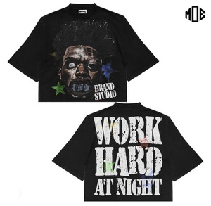 Camiseta Corta Extra Grande de Alta Calidad con Logotipo Personalizado para Hombre, Impresión de Pantalla de Alta Densidad, Estilo Hip Hop, Ajuste Holgado, 100% Algodón - Product Image 3