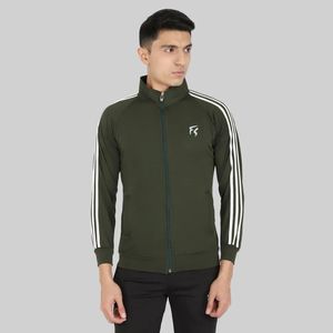 FS Men's Green Sporty <b>Racer</b> <b>Jacket</b> Stand Collar Zipper Breathable Polyester Autumn Wear - Product Image 4