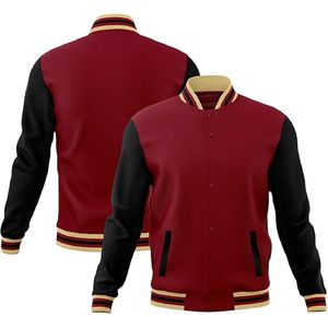 Chaqueta universitaria de béisbol con logotipo frontal bordado recubierto de diseño personalizado al por mayor de alta calidad, ropa deportiva informal personalizada Unisex - Product Image 1