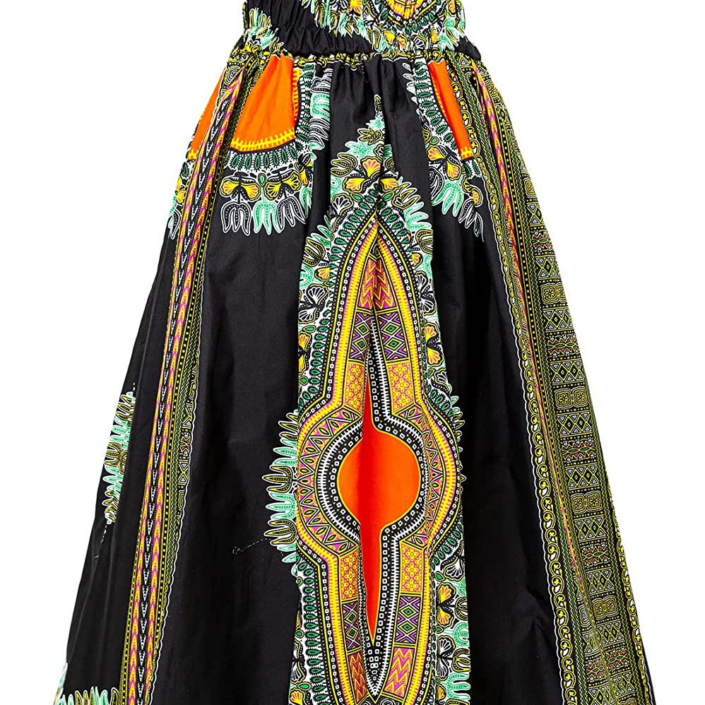 African Dashiki Maxi Wax Long Elastic Waist gonne a figura intera Dashiki gonna messicana Wrap women cotton wax etnico