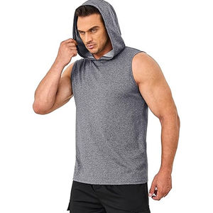 Haute qualité 100% coton Terry poids lourd épais pull hommes Style décontracté sans manches à capuche personnalisable impression sweats à capuche vierges - Product Image 3