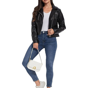 Chaqueta de cuero de cordero negro para hombre a la moda con cuello levantado estilo Vintage abrigo de invierno logotipo frontal cierre de cremallera diseño paquistaní - Product Image 6