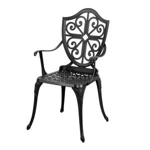 Solid cast iron garden chair with weatherproof surface and decorative patterns ideal for romantic lawn arrangements - Product Image 4