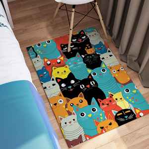 Alfombras Abstractas con Gatos, Alfombras Artísticas, Alfombra Colorida con Gatos, Alfombra de Animales, Alfombra de Terciopelo - Product Image 4