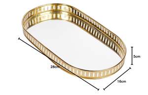 En gros Personnalisé Plaqué Or Ovale Miroir En Verre Plateau De Service Design Moderne 28x16cm-pour Décoratif Vanité Parfum Eid Cadeau De Mariage - Product Image 5