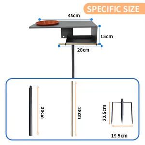 Mangeoire à <span class=keywords><strong>oiseaux</strong></span> moderne robuste JH-Mech avec station d'alimentation en forme de bol, revêtement gris <span class=keywords><strong>sable</strong></span>, en métal, sur poteau - Product Image 3
