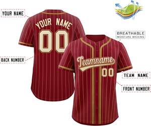 Jersey de béisbol de malla de estilo profesional para jóvenes de EE. UU. de alta tecnología, camiseta de softbol de secado rápido, aparejos de sarga, botón personalizado, nombre, ropa deportiva - Product Image 2