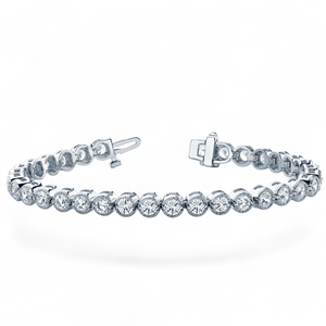 กำไลเทนนิสทรงกลมประดับเพชรแบบมิลเกรน รุ่นแพลตตินัม พรีเมียม - Product Image 1