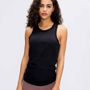 Débardeurs ajustés de gymnastique pour femmes avec logo personnalisé sérigraphie coton côtelé sans manches T-shirt sexy en polyester - Product Image 4