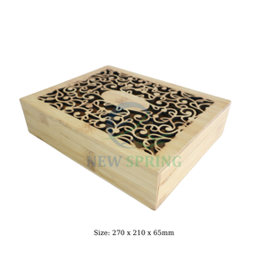 Boîte de rangement en bois faite à la main avec couvercle pour la couture, les lunettes et les accessoires, fabriquée au Vietnam - Product Image 2