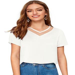 Las camisetas sin mangas cómodas exclusivas de Indian Boutique para mujer, las últimas camisetas cortas formales regulares de punto de moda, apliques directos - Product Image 1