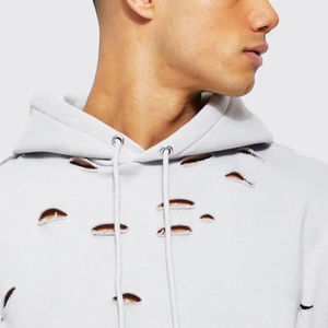 Vente en gros de sweat à capuche pour hommes Street Hip Pop Style anti-rétrécissement ourlet brut technique de bouffée hiver sweats à capuche en coton respirant - Product Image 3