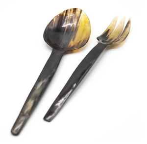 Servidor de ensalada de cuerno de buey de Búfalo, cuchara de mango largo, diseño tradicional, cubiertos, restaurantes, cubiertos y cuchara para cena de boda - Product Image 1