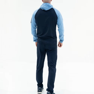 Nuevo traje de dos piezas ajustado para hombre, chándal cortavientos ligero de poliéster y LICRA con logotipo personalizado - Product Image 4