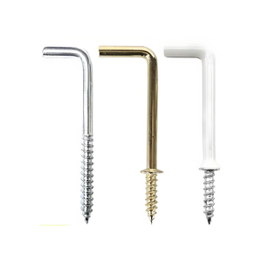 Vis autoperceuse en acier au carbone et acier inoxydable, plaquée zinc, oxydée noire, avec crochet en L pour le bois - Product Image 1