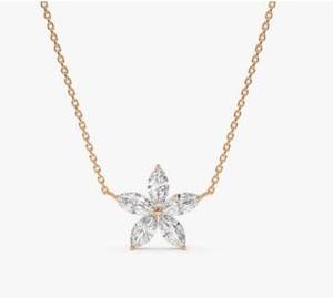 Collier à pendentif vintage en argent de qualité supérieure 5x10mm en forme de fleur marquise taillée en diamant Multi pierres précieuses 18 pouces chaîne à maillons cadeau - Product Image 1