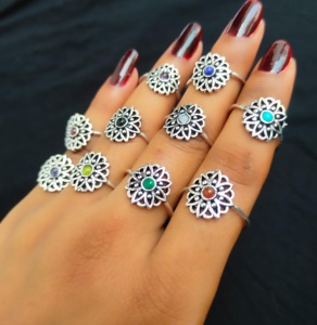 La Mayoría de tendencias, venta al por mayor, anillos de moda, mezcla de piedras preciosas naturales, joyería de plata de ley chapada en oro rosa resistente al agua para fiestas - Product Image 2