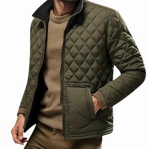 Veste en cuir matelassé léger vintage pour hommes Veste en tissu toile d'hiver - Product Image 2