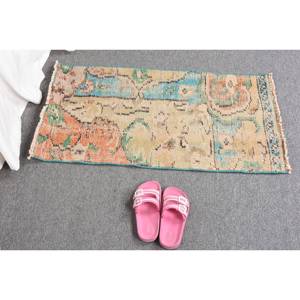 Tapis turc Vintage de 1,5x2,9 pieds, tissage plat en laine patchwork bleu Beige pour décor de salon, support en latex de 4m de large - Product Image 5