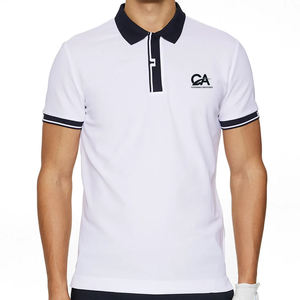 Transpirable que absorbe la humedad 100% poliéster Ajuste estándar relajado con tapeta de 2 botones Black Performance Mens Golf Polo Shirt - Product Image 2