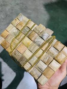 Milieu du siècle tendance qualité femmes résine pochette ouverte fermeture à glissière pierre Logo élégant sac de soirée pour les mariages douches nuptiales - Product Image 6