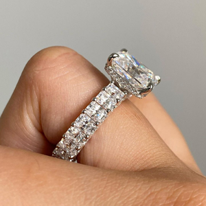ชุดแหวนเพชรปูสำหรับผู้ใหญ่แหวนเพชรกะรัต14K สีขาว5.00กะรัตมรกต - Product Image 5