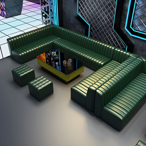 Ensemble <span class=keywords><strong>de</strong></span> sièges en forme <span class=keywords><strong>de</strong></span> <span class=keywords><strong>L</strong></span> en cuir PU bleu moderne, banquette d'angle commerciale, canapé pour KTV, boîte <span class=keywords><strong>de</strong></span> nuit, bar, salon, mobilier - Product Image 3