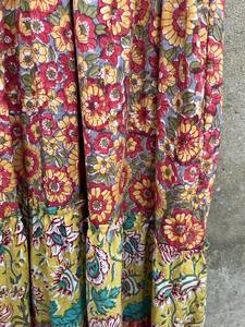 Vestido largo informal de verano para mujer, manga corta, estampado de bloque de mano, patrón Floral en colores mezclados, decoración de borlas de algodón indio - Product Image 5