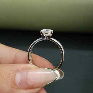 Elegant Lab Created Moissanite Engagement <b>Rings</b> Round Brilliant <b>Split</b> Shank Stainless Steel IGI Certified for Valentine's Gift - Product Image 6