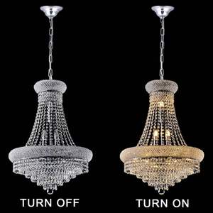 Lumières Chrome Classique Empire Style K9 Drop Lustre En Cristal Plafonnier Luminaire pour Salon Foyer Salle À Manger Hal - Product Image 5