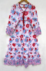 ชุดเดรสคอวียาวถึงเข่ามัดย้อมผ้าคอตตอนแขนครึ่งหลวมเอวธรรมชาติชุดเดรสคาฟตันคอวี100% ย้อมสี - Product Image 6