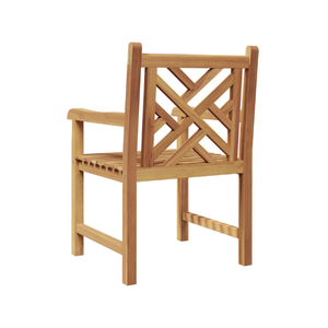 Fauteuil d'extérieur moderne de luxe en teck massif avec dossier géométrique pour jardin, terrasse, villa et cour - Product Image 4