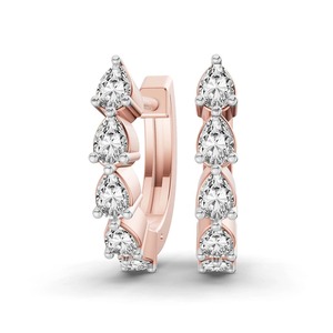 Curved Pear Lab Grown Diamond <b>Huggie</b> Earrings 0.75 Ct Tw F-G Color VS Clarity 10 Diamonds 14K <b>Solid</b> <b>Gold</b> Fashionable Product - Product Image 3