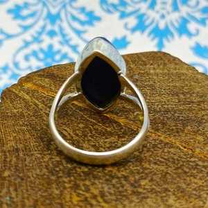 LAPIS Fine Jewelry Bague de mariage en argent avec pierre bleue en forme de marquise Pierre naturelle perle diamant pierres semi-précieuses fêtes - Product Image 3