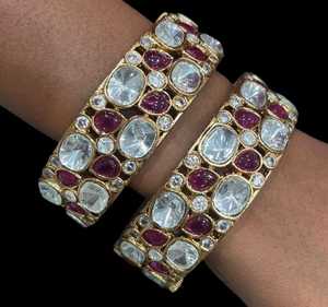 Pulsera Polki Latón chapado en oro mate Accesorio de joyería de moda para bodas Fiestas Tamaños disponibles 2,4 2,6 Regalo perfecto - Product Image 4