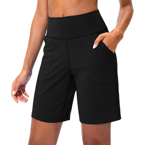 Pantalones cortos de gimnasio de entrenamiento básicos de algodón transpirable para mujer, conjunto de salón informal, pantalones cortos cómodos con bolsillos para mujer - Product Image 1