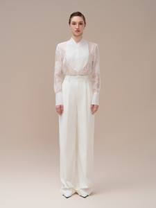 Bon prix Pantalons décontractés pour femmes Pantalons à jambes larges de style formel Tissu écologique Marque personnalisée Fabricant blanc - Product Image 4