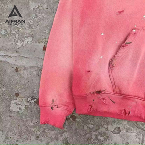 Sudadera con Capucha Aifran de Algodón Grueso de 500 g/m² y 600 g/m², Estilo Vintage, Lavada con Ácido, con Cierre, Hombros Caídos, Desteñida por el Sol - Product Image 4